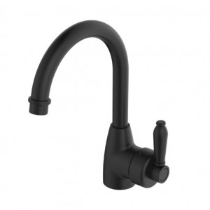 Eleanor Gooseneck Basin Mixer Matte Black With Matte Black Handle